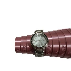 Cote D Azur Mens 38mm Silver Tone White Dial Quartz Bracelet Watch New Battery